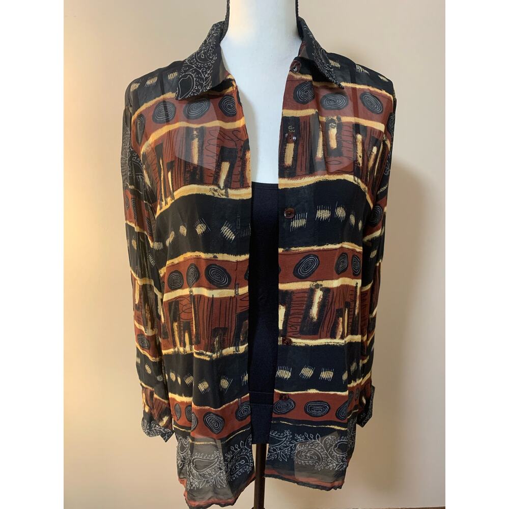 Vintage Norton McNaughton - Button Front Sheer Blouse - Size 6P Top